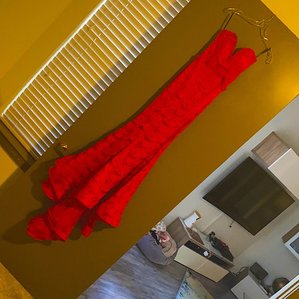 Red lace dress
